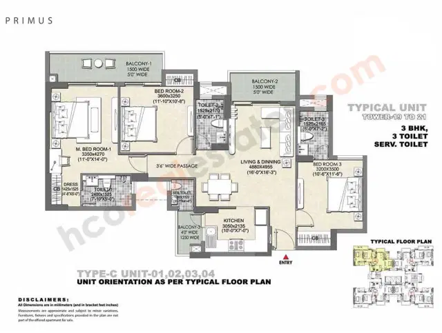 Tata Value Homes Noida - 3 BHK Plan