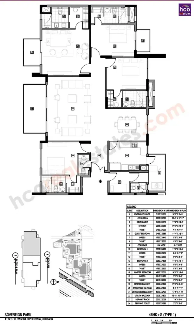 Vatika Sovereign Park Gurgaon - 4 BHK Plan