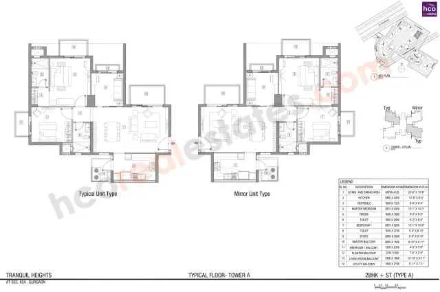Vatika Tranquil Heights Gurgaon - 2 BHK Plan