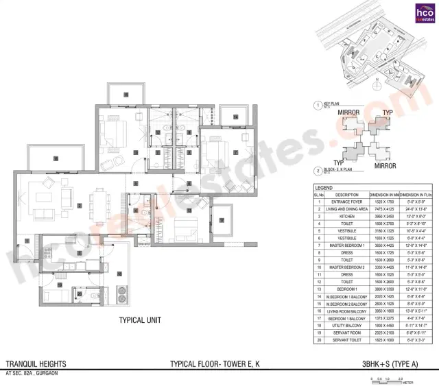 Vatika Tranquil Heights Gurgaon - 3 BHK Plan