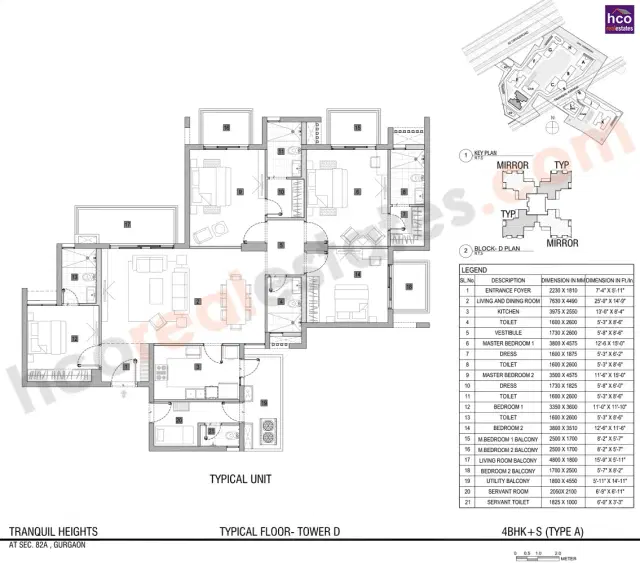 Vatika Tranquil Heights Gurgaon - 4 BHK Plan