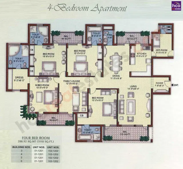 Vipul Belmonte Gurgaon - 4 BHK Plan
