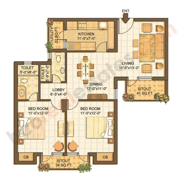 Vipul Lavanya Gurgaon - 2 BHK Plan