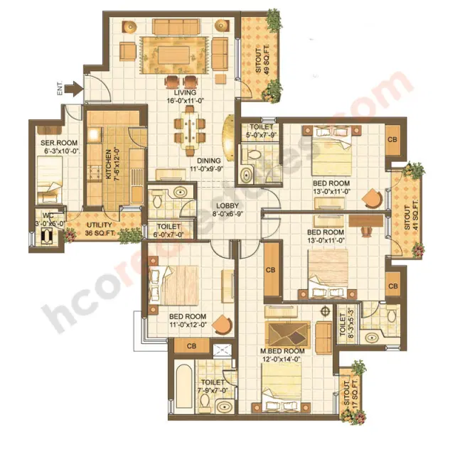 Vipul Lavanya Gurgaon - 4 BHK Plan