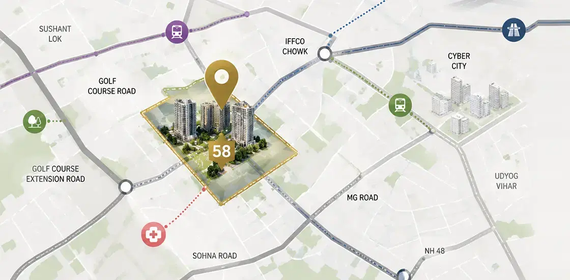 Sector 58 Gurgaon: Complete Area Guide 2026 -- Prices, Projects, Connectivity, Pros & Cons