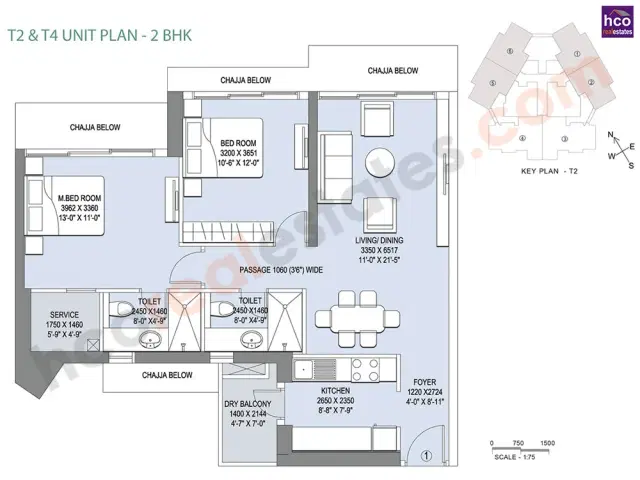 Godrej Summit Gurgaon 2 BHK Apartments 1,269 Sq. Ft. Floor Plan