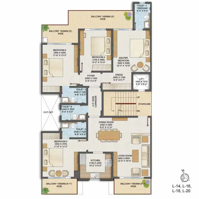 Adani Samsara Avasa - 4 BHK Plan