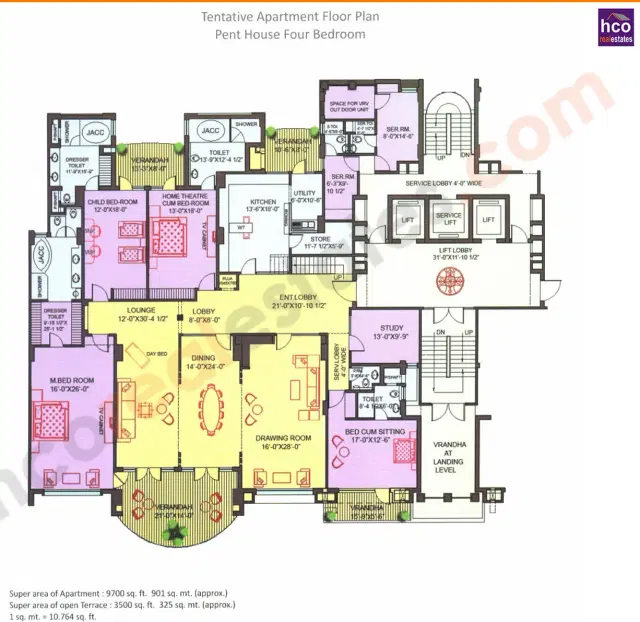 Ambience Caitriona Gurgaon - 4 BHK Plan