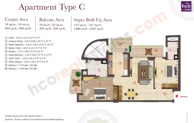 Antara Noida - 2 BHK Plan