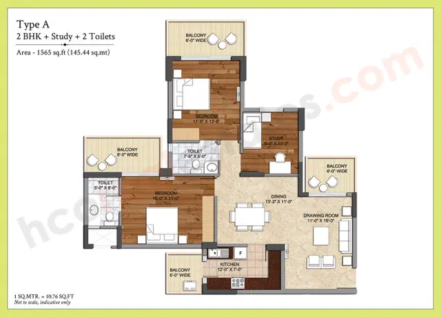 Ashiana Center Court Gurgaon - 2 BHK Plan
