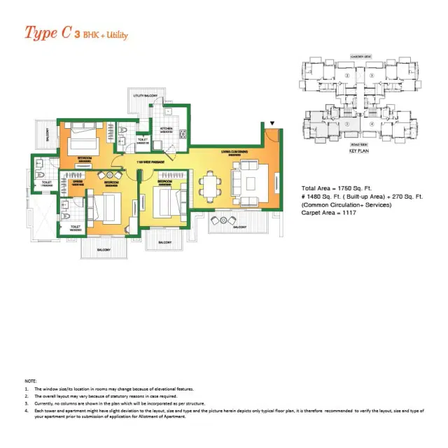 ATS Marigold - 3 BHK Plan