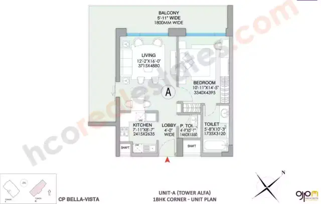 Bella Vista Central Park 2 Gurgaon - 1 BHK Plan