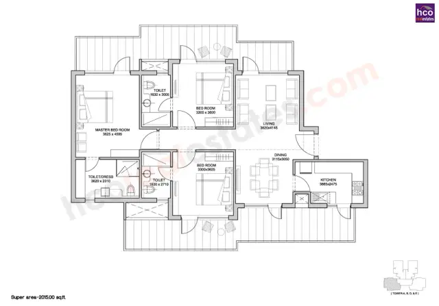 Bestech Park View Altura Gurgaon - 3 BHK Plan