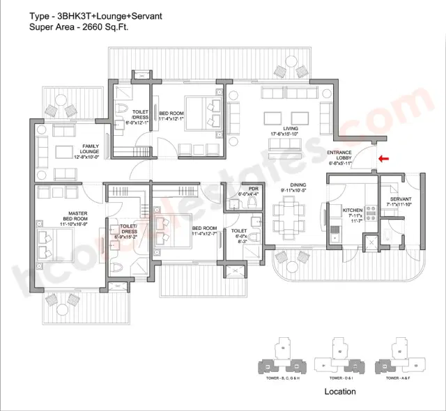 Bestech Parkview Grand Spa Gurgaon - 3 BHK Plan