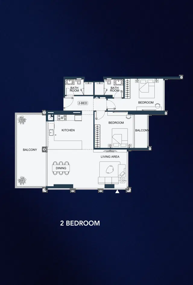 Binghatti Starfall At Al Jaddaf 2 BR Appartment Floor Plan
