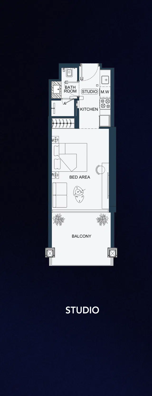 Binghatti Starfall At Al Jaddaf Studio Floor Plan