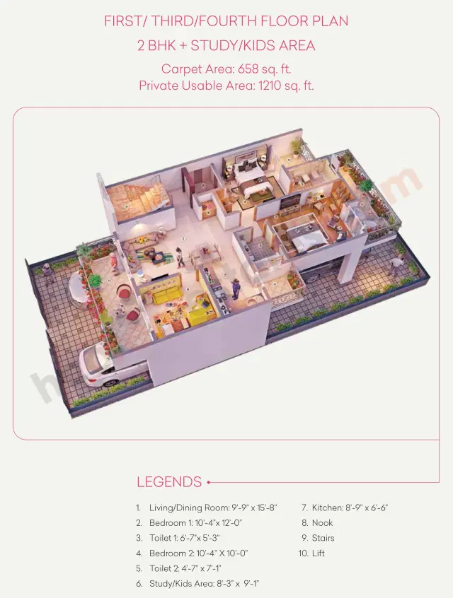 Central Park 3 Cerise Floors - 2 BHK Plan