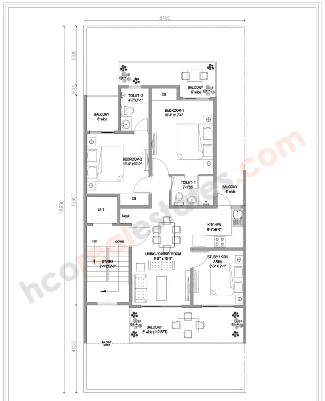Central Park 3 Cerise Suites - 2 BHK Plan