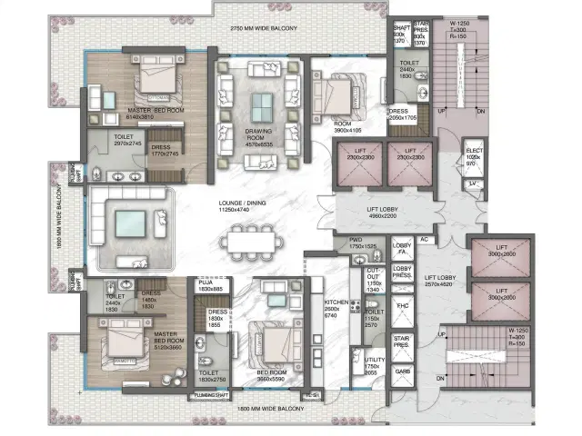 3 BHK Floor Plan