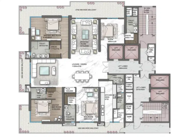 4 BHK Floor Plan