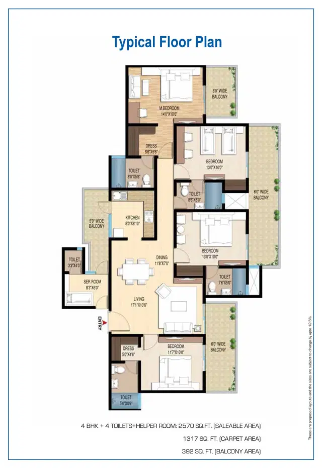 Central Park Flower Valley Lake Front Towers - 4 BHK Plan