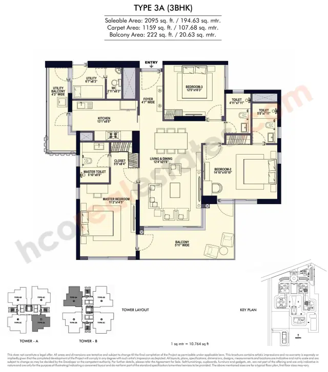 Conscient Elevate Gurgaon - 3 BHK Plan