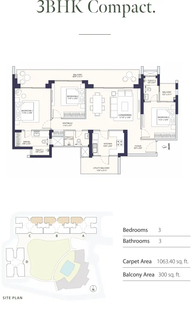 Conscient Parq Gurgaon - 3 BHK Plan
