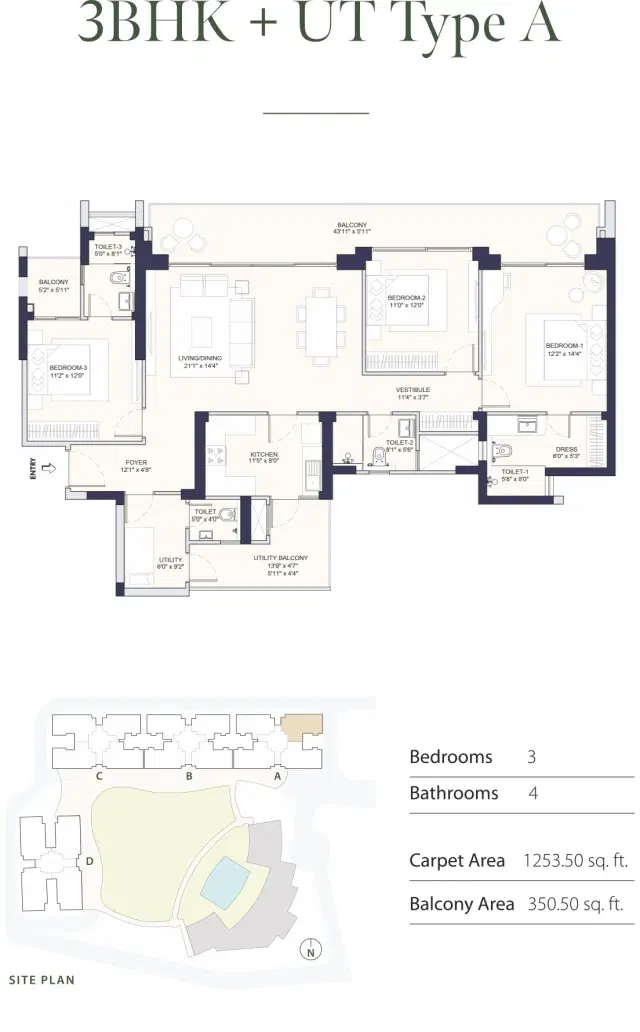 Conscient Parq Gurgaon - 3 BHK Plan