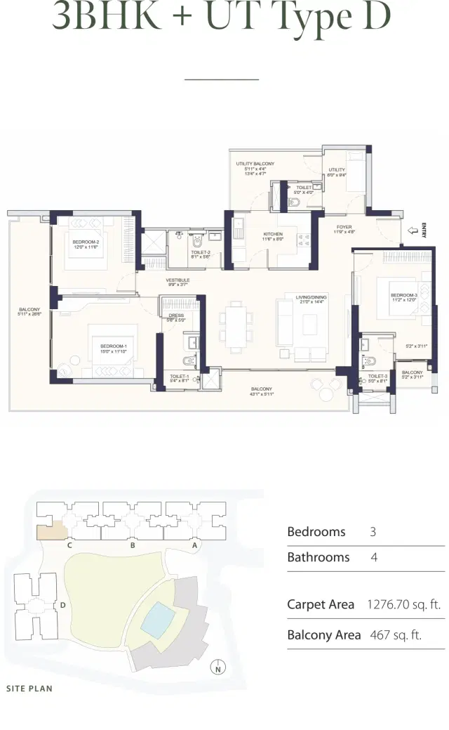 Conscient Parq Gurgaon - 3 BHK Plan