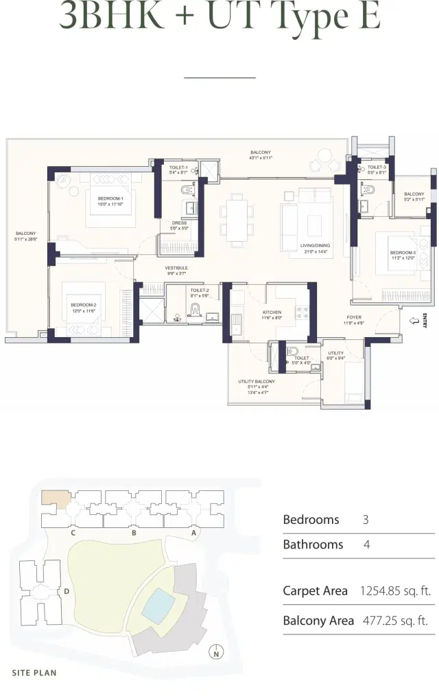 Conscient Parq Gurgaon - 3 BHK Plan