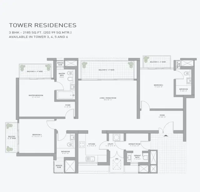 Tata Primanti - 3 BHK Plan