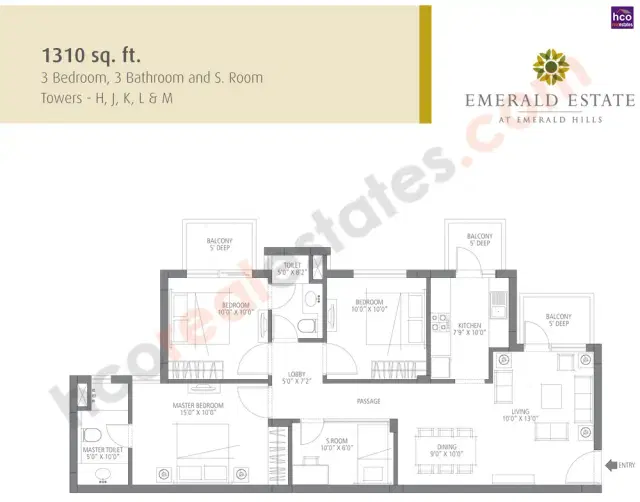 Emaar Emerald Estate Gurgaon - 3 BHK Plan