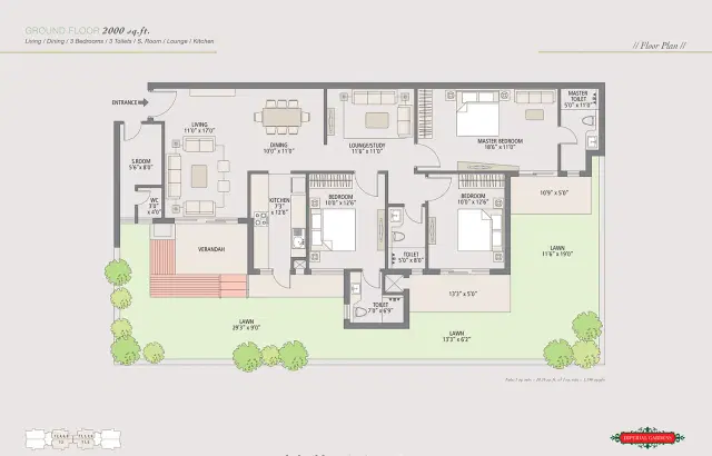 Emaar Imperial Gardens Gurgaon - 3 BHK Plan