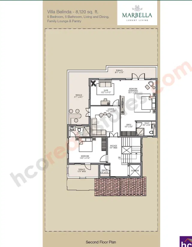 Emaar Marbella Villas Gurgaon - 5 BHK Plan