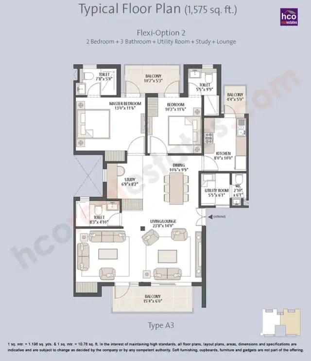 Emaar Palm Hills Gurgaon - 2 BHK Plan