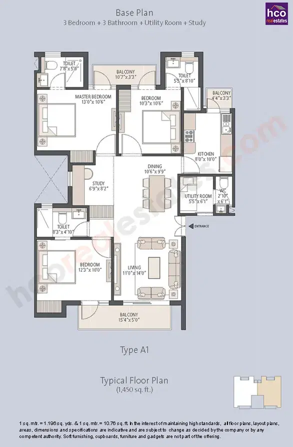 Emaar Palm Hills Gurgaon - 3 BHK Plan