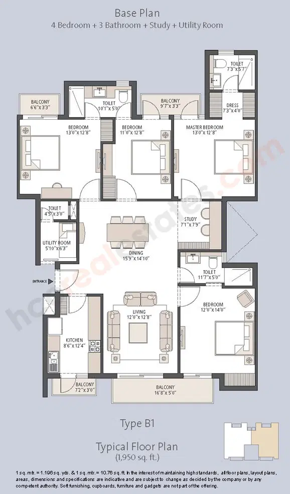 Emaar Palm Hills Gurgaon - 4 BHK Plan