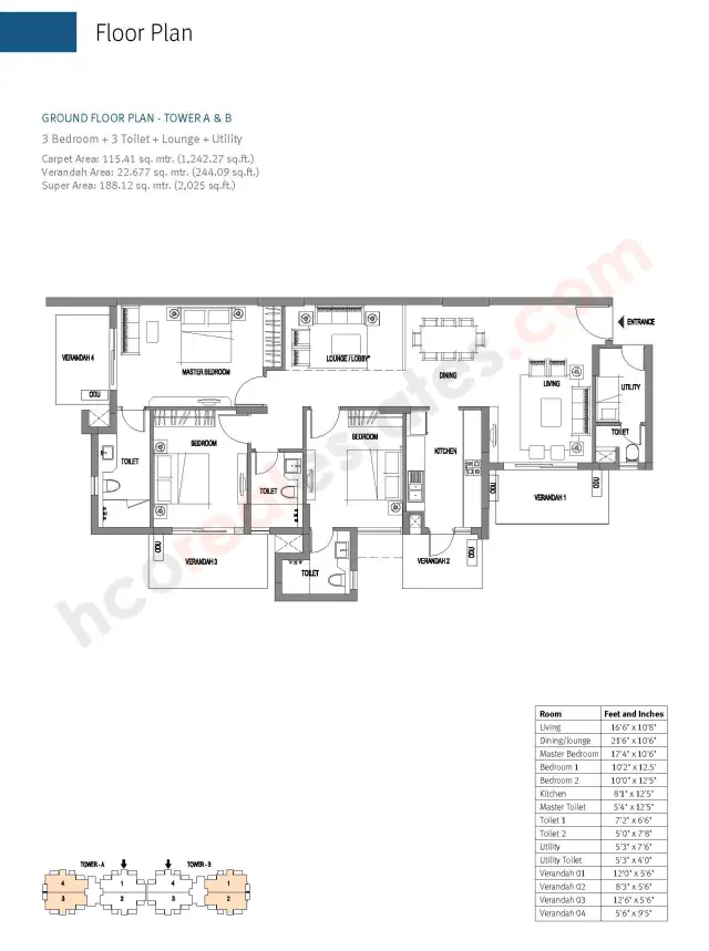 Emaar Palm Premier Gurgaon - 3 BHK Plan