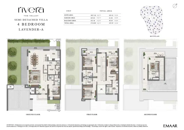 Emaar Rivera at The Valley Phase 2 Dubai 4 Br Villa 3,714 Sq. Ft. Floor Plan