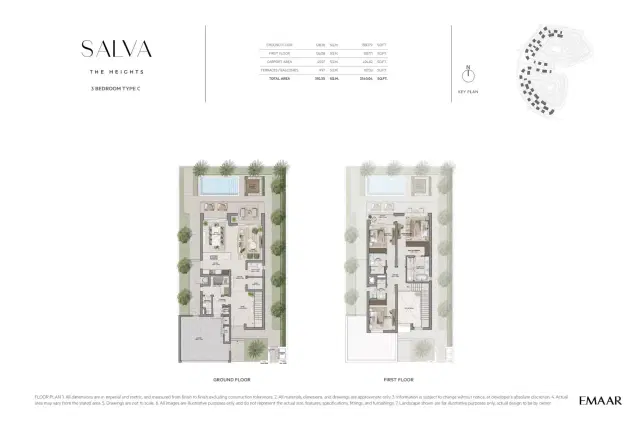 Emaar Salva at The Heights Country Club & Wellness 3 BR Villa 3,340 Sq. Ft. Floor Plan