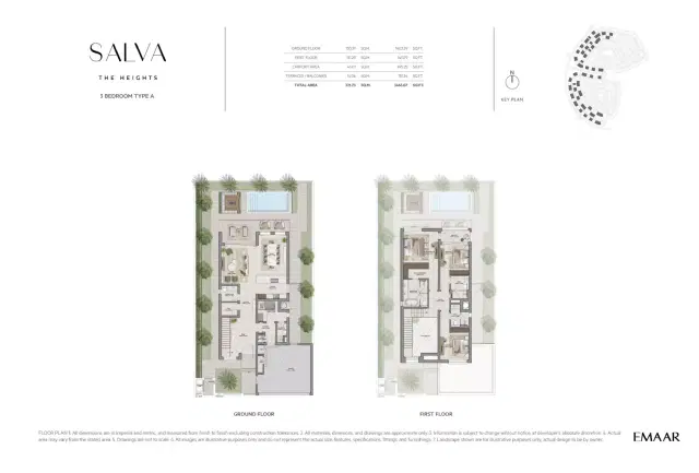 Emaar Salva at The Heights Country Club & Wellness 3 BR Villa 3,463 Sq. Ft. Floor Plan