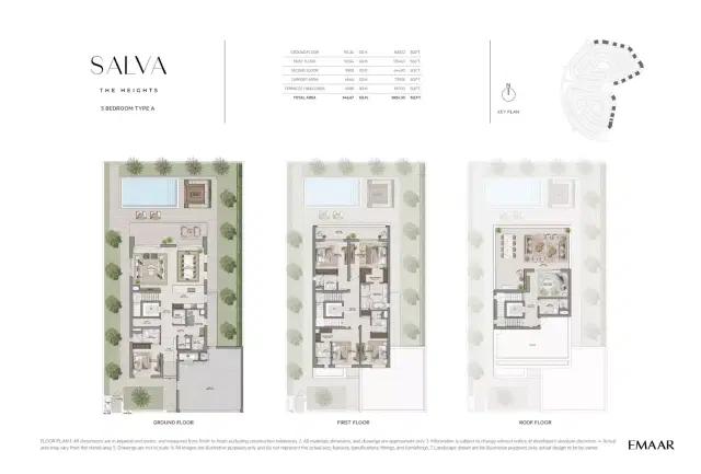 Emaar Salva at The Heights Country Club & Wellness 5 BR Villa 5,884 Sq. Ft. Floor Plan