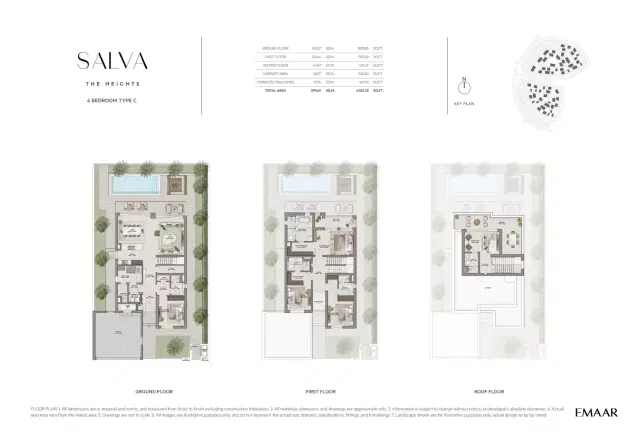 Emaar Salva at The Heights Country Club & Wellness 4 BR Villa 4,302 Sq. Ft. Floor Plan