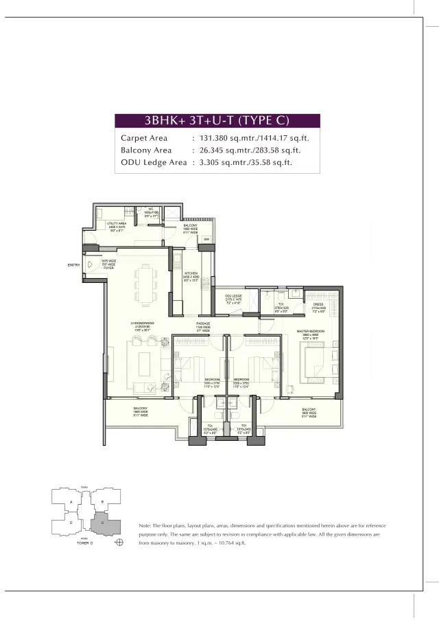 3 BHK -Emaar Sector-112