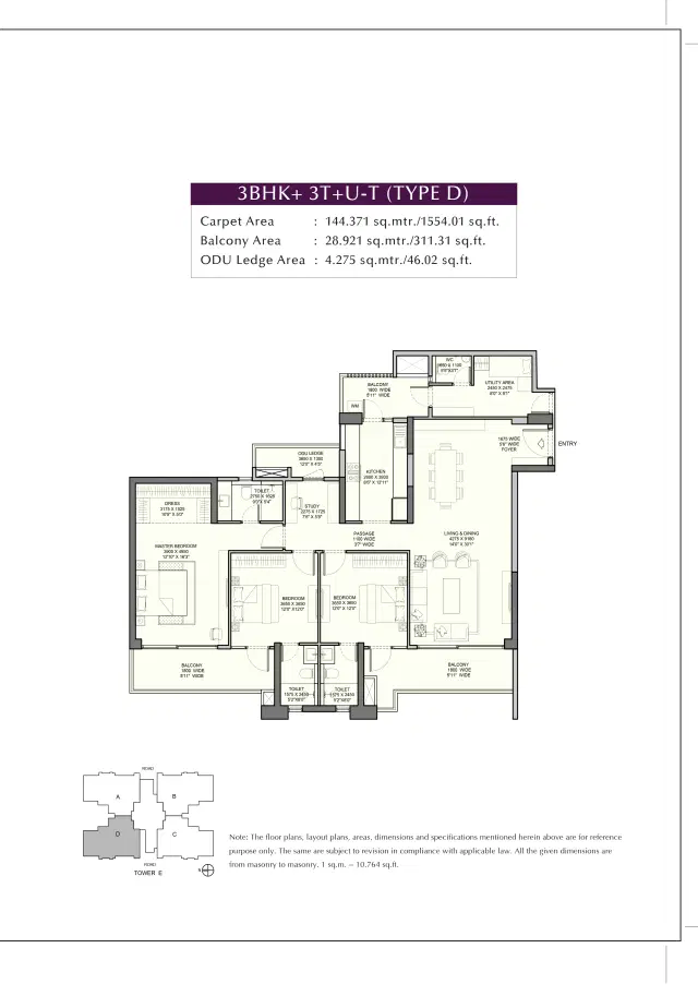 3 BHK -Emaar Sector-112