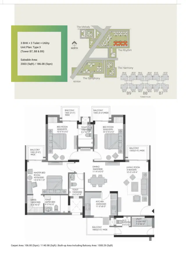 Experion Heartsong Gurgaon - 3 BHK Plan