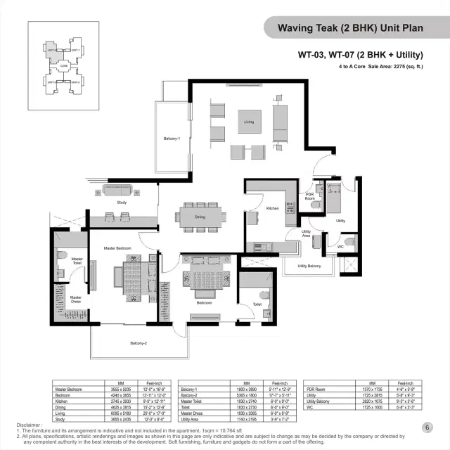 Experion Windchants Gurgaon - 2 BHK Plan