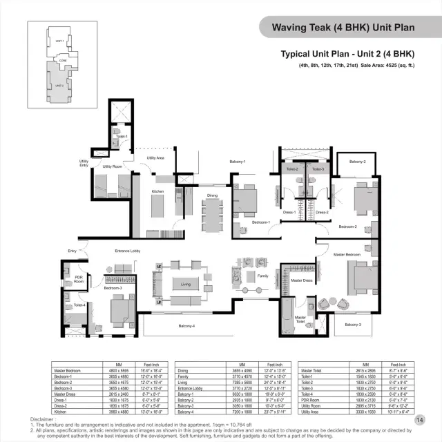 Experion Windchants Gurgaon - - 4 BHK Plan