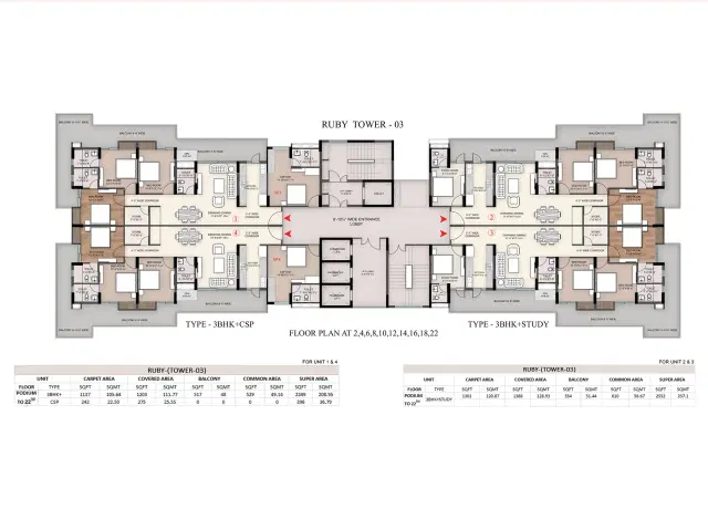 Galaxy Sawasdee Heights Delhi 3 BHK Apartments CSP + store 2645 Sq. Ft. Floor Plan