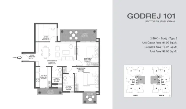 Godrej 101 Gurgaon - 2 BHK Plan